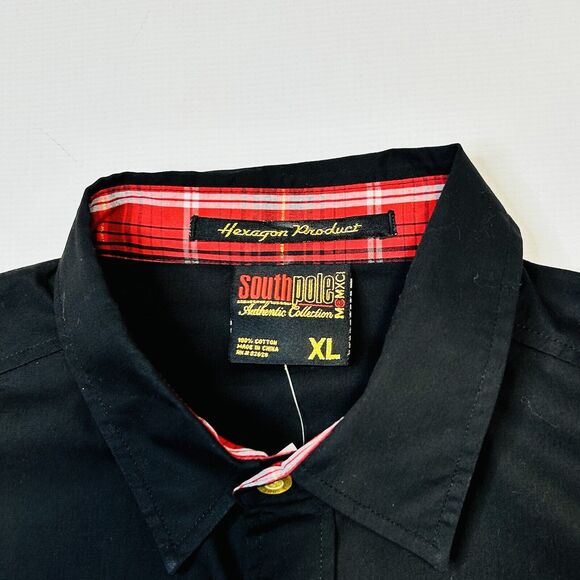 Southpole Hexagon Product Skulls Shirt Mens XL Button Up Black Big Logo NEW - Picture 4 of 9